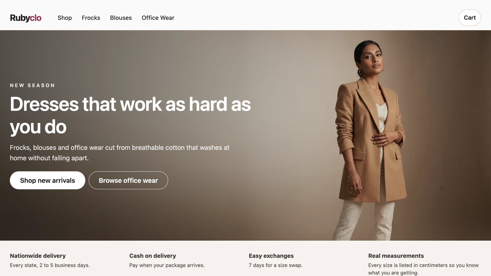 Rubyclo Clothing website, a TechQilo demo concept | TechQilo